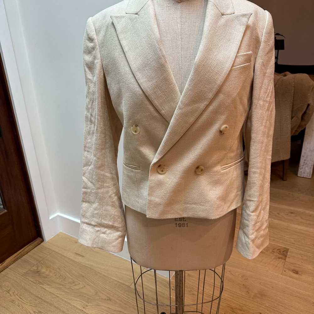 ALC Tan Linen cropped  Blazer